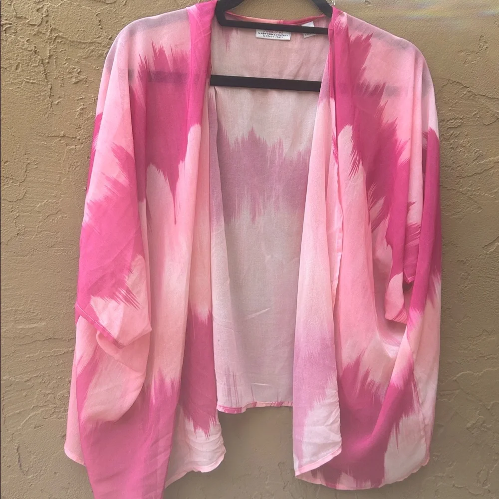 New York & Co Pink Tie-Dye Mesh Strapless Jumpsuit + Matching Top Set | L/XL - Picture 2 of 6